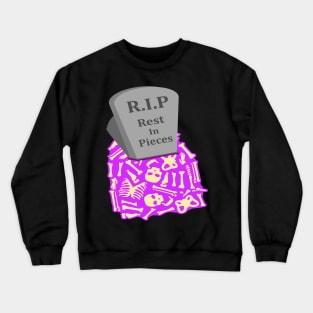 R.I.P Rest in Pieces Tombstone and Skeleton Bones Halloween Crewneck Sweatshirt